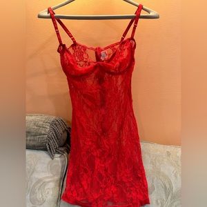 MATTE Brand red lace bustier dress